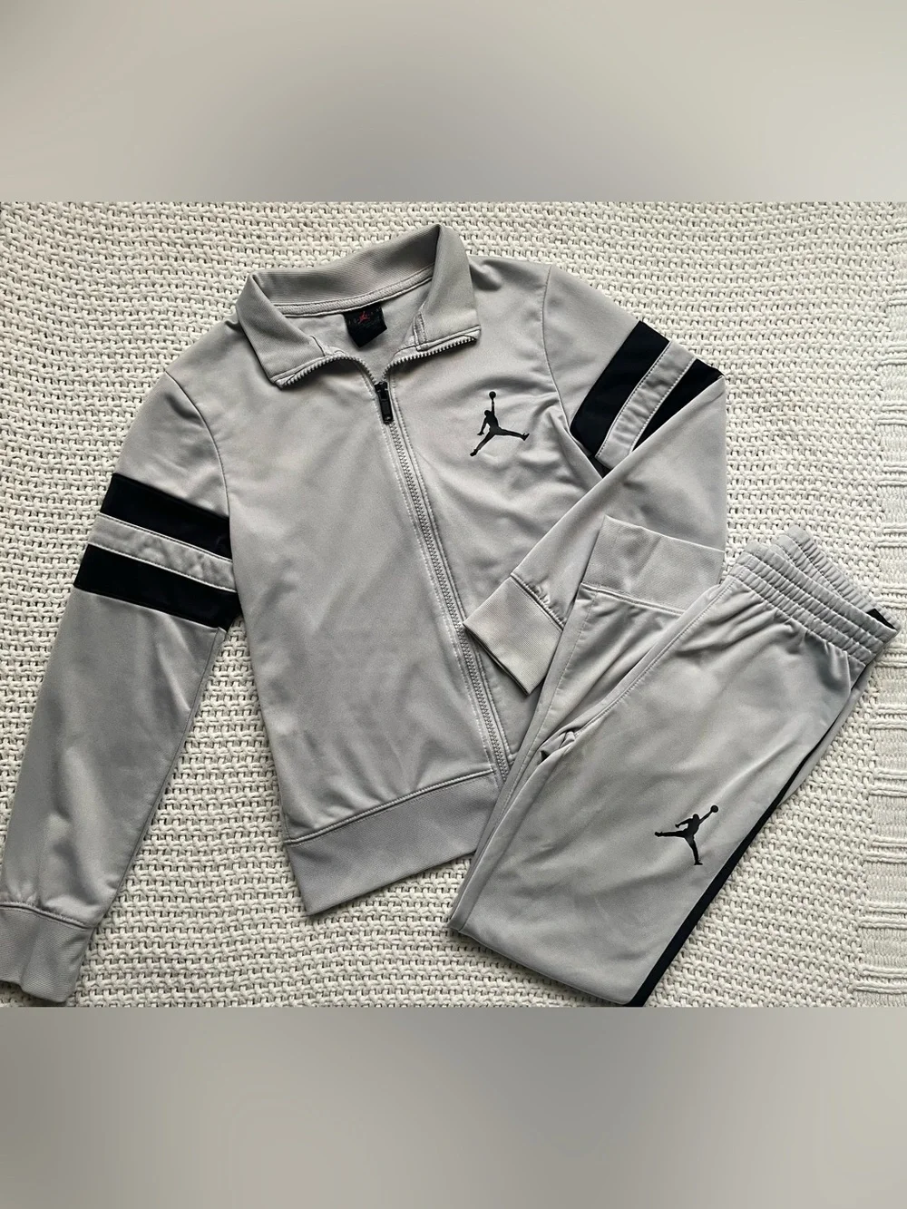 Jordan Light Gray with Black Stripes Performance Track Matching Set